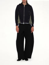 Sponge Sweat x Nylon Twill Hoodie in Navy/Khaki