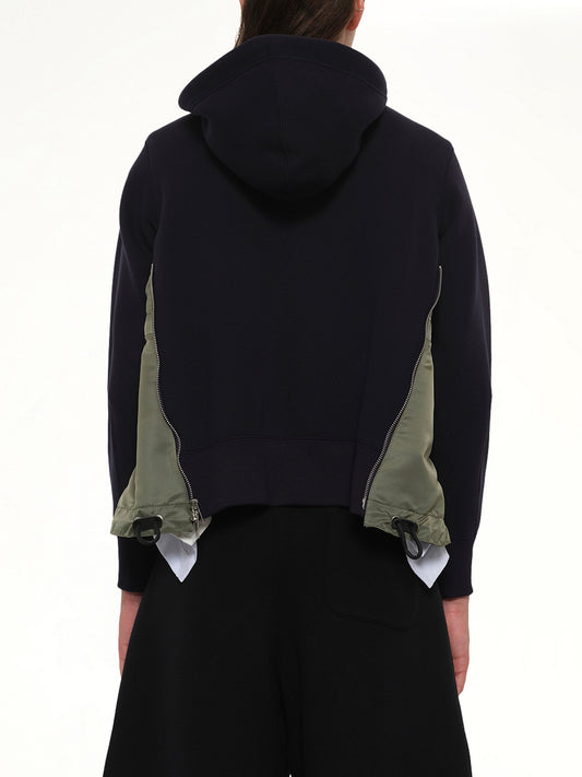 Sponge Sweat x Nylon Twill Hoodie in Navy/Khaki