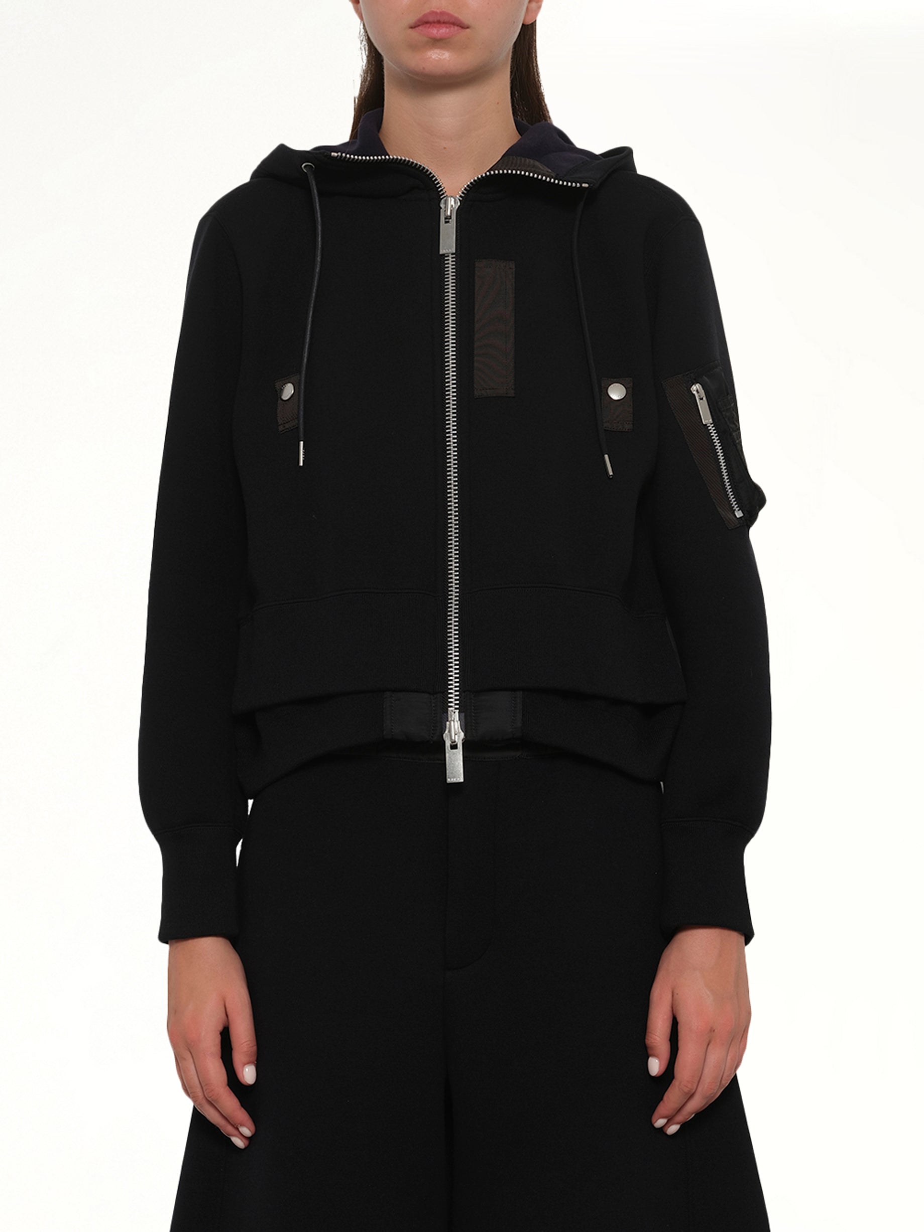 Sponge Sweat x Nylon Twill Small Hoodie in Black