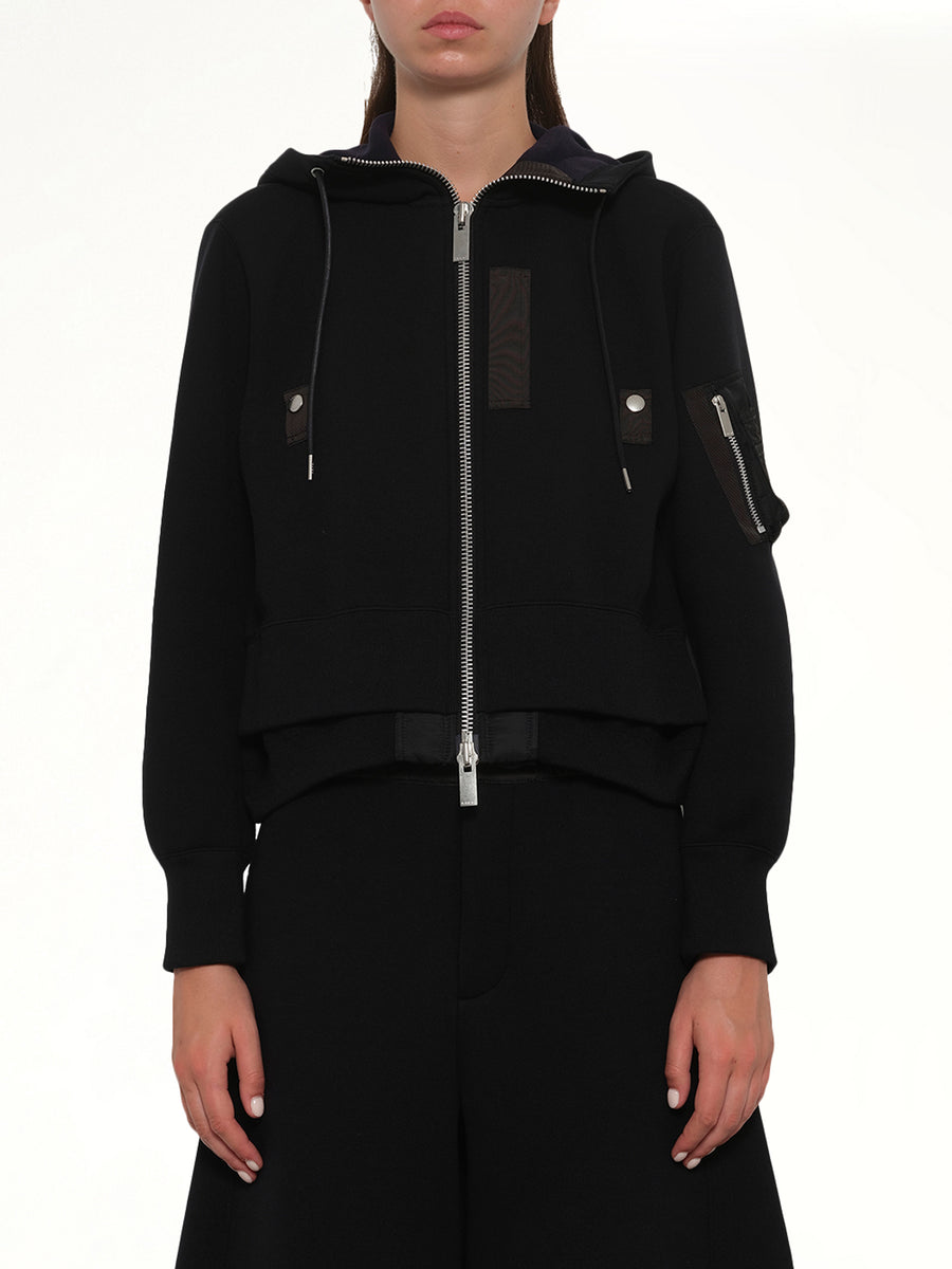 Sponge Sweat x Nylon Twill Small Hoodie in Black