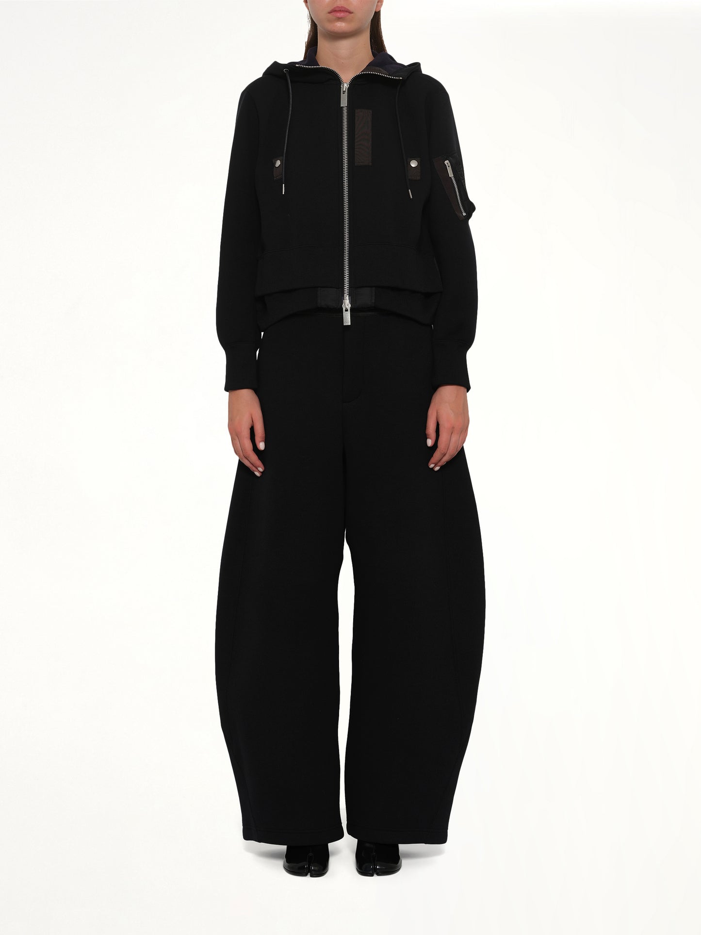 Sponge Sweat x Nylon Twill Small Hoodie in Black