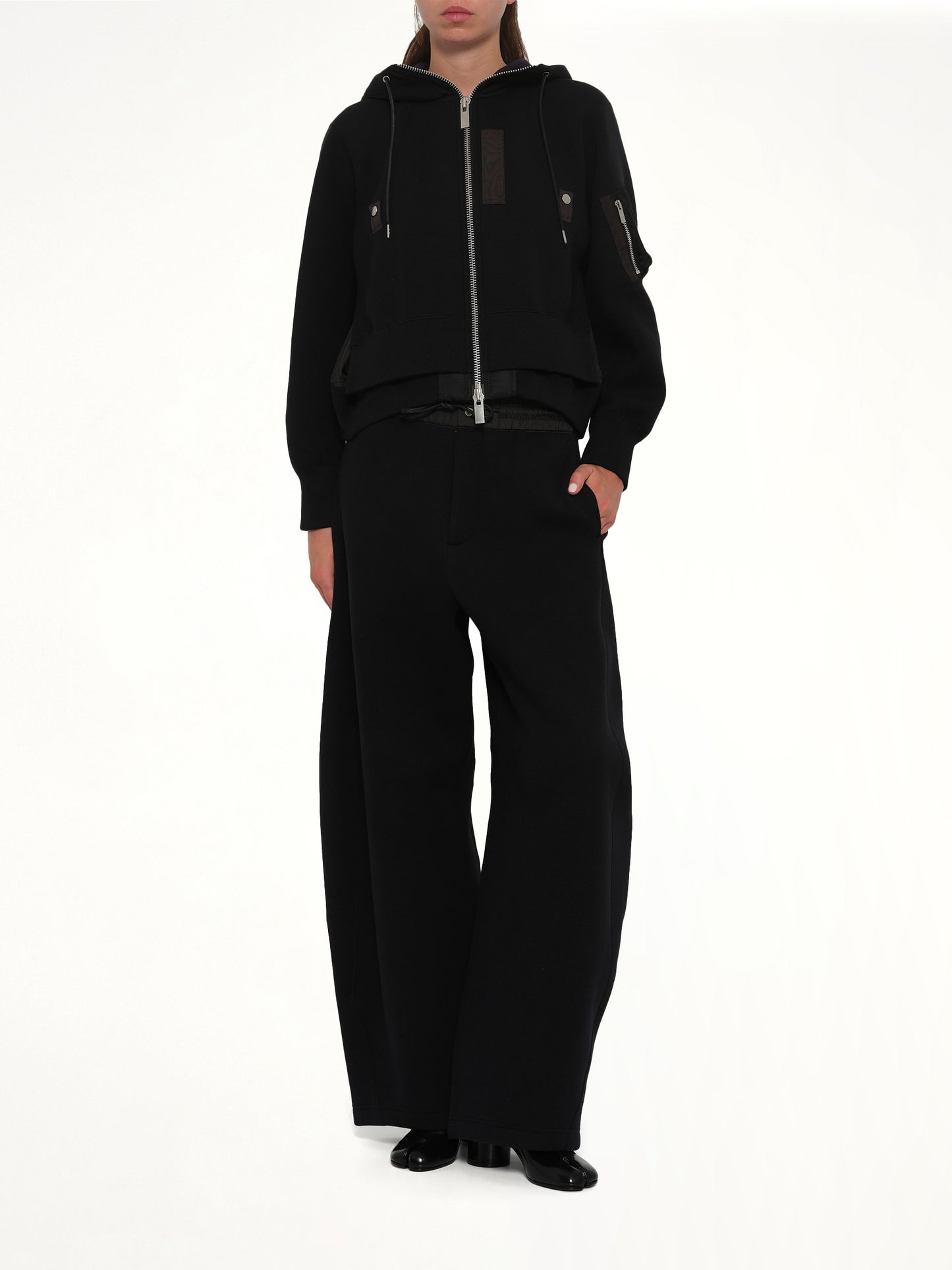 Sponge Sweat x Nylon Twill Small Hoodie in Black