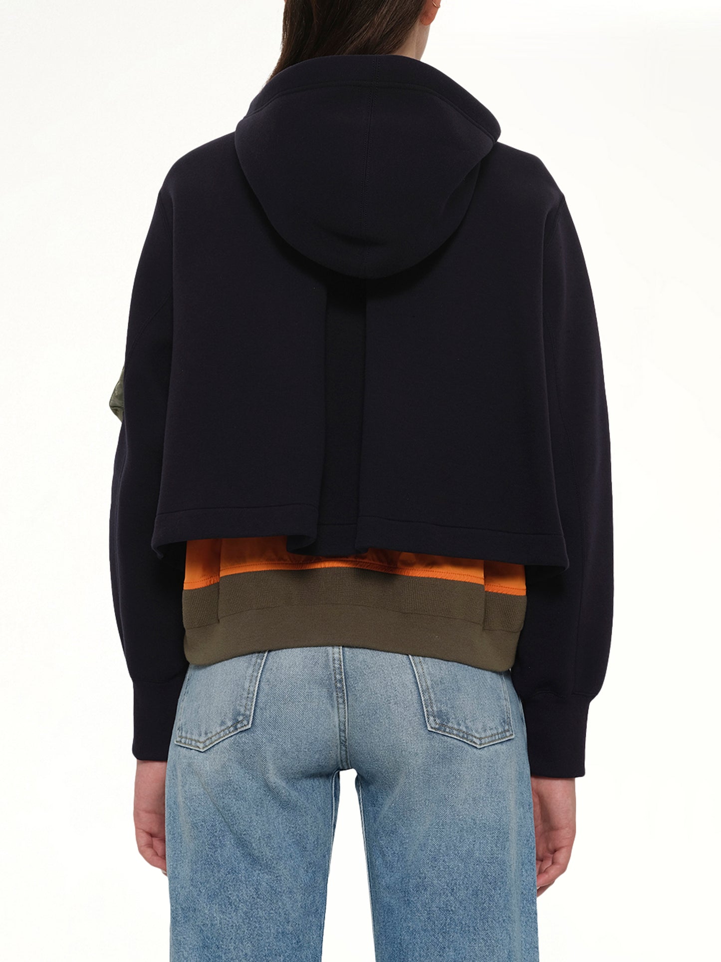 Sponge Sweat x Nylon Twill Small Hoodie in Navy/Khaki
