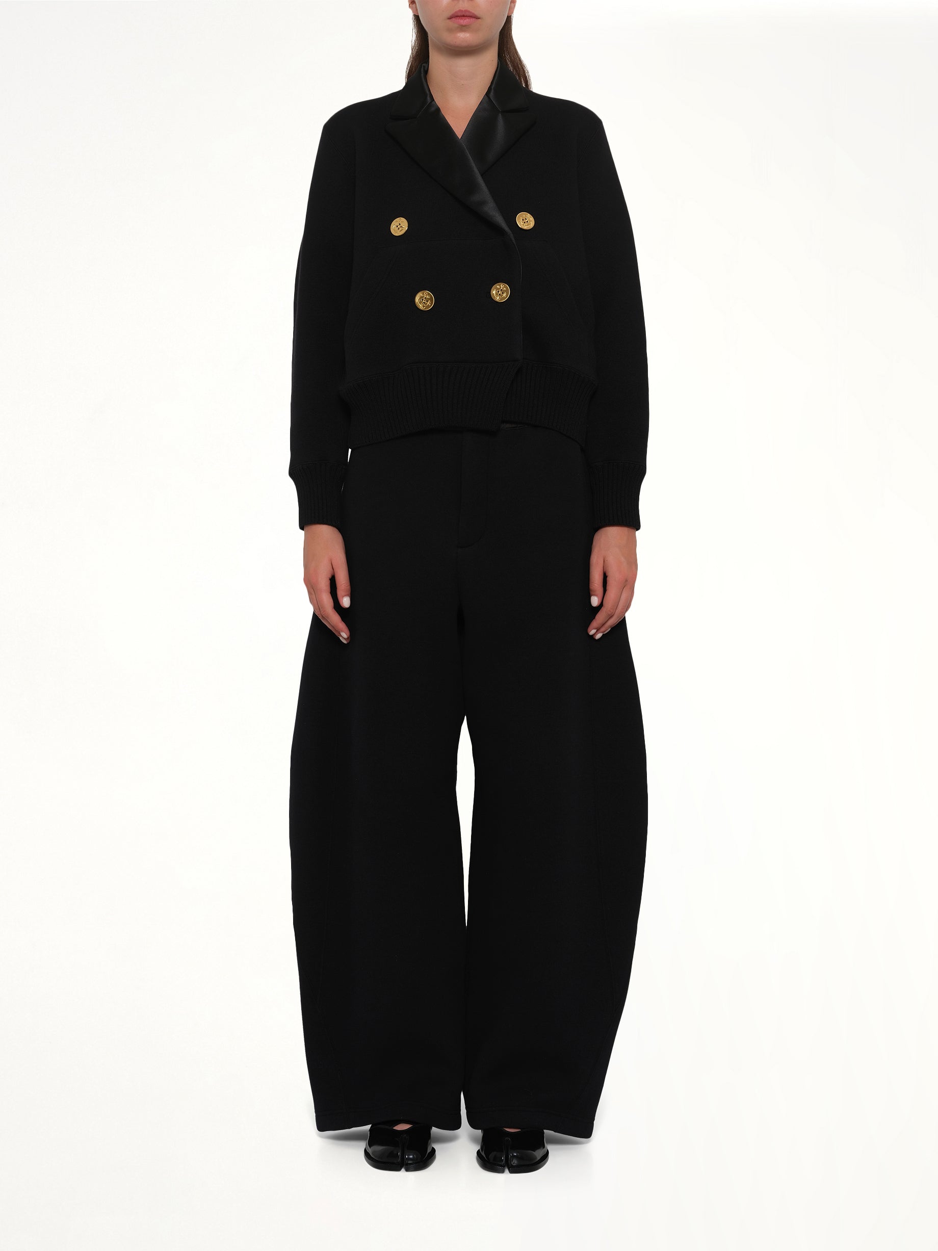 Cotton Cashmere Knit Jacket in Black
