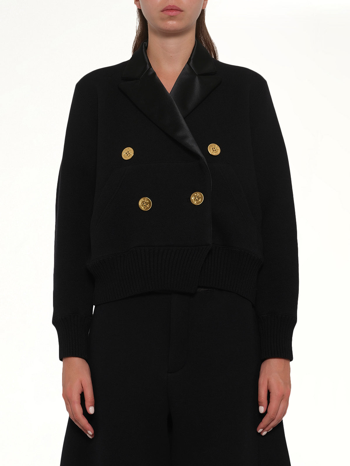 Cotton Cashmere Knit Jacket in Black