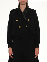 Cotton Cashmere Knit Jacket in Black
