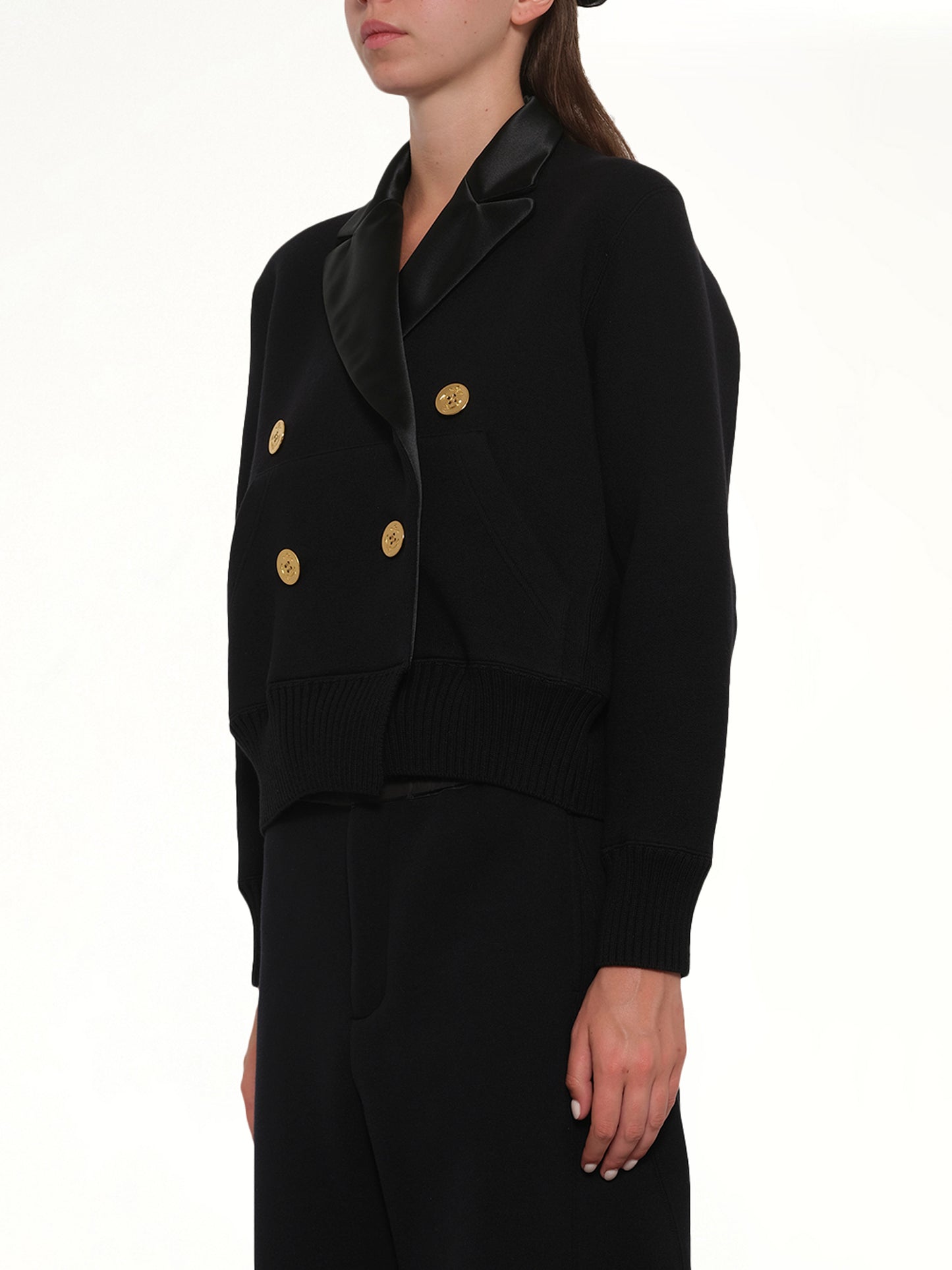 Cotton Cashmere Knit Jacket in Black