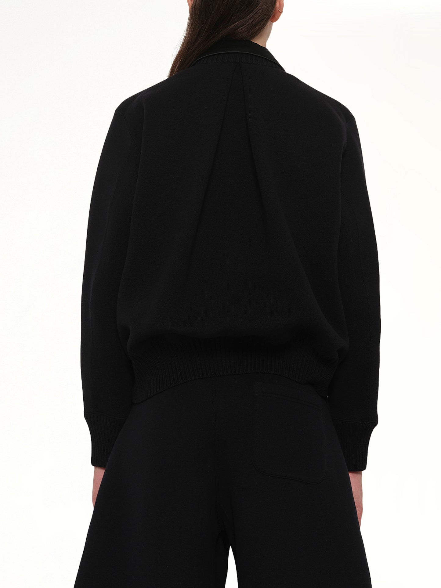 Cotton Cashmere Knit Jacket in Black