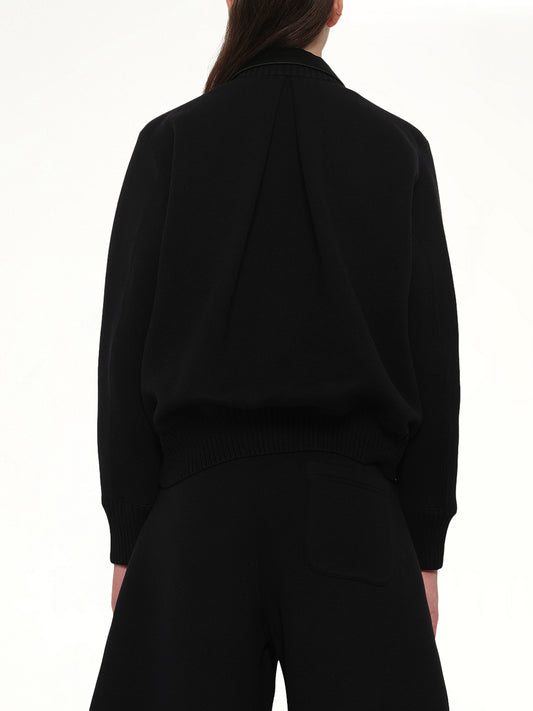 Cotton Cashmere Knit Jacket in Black