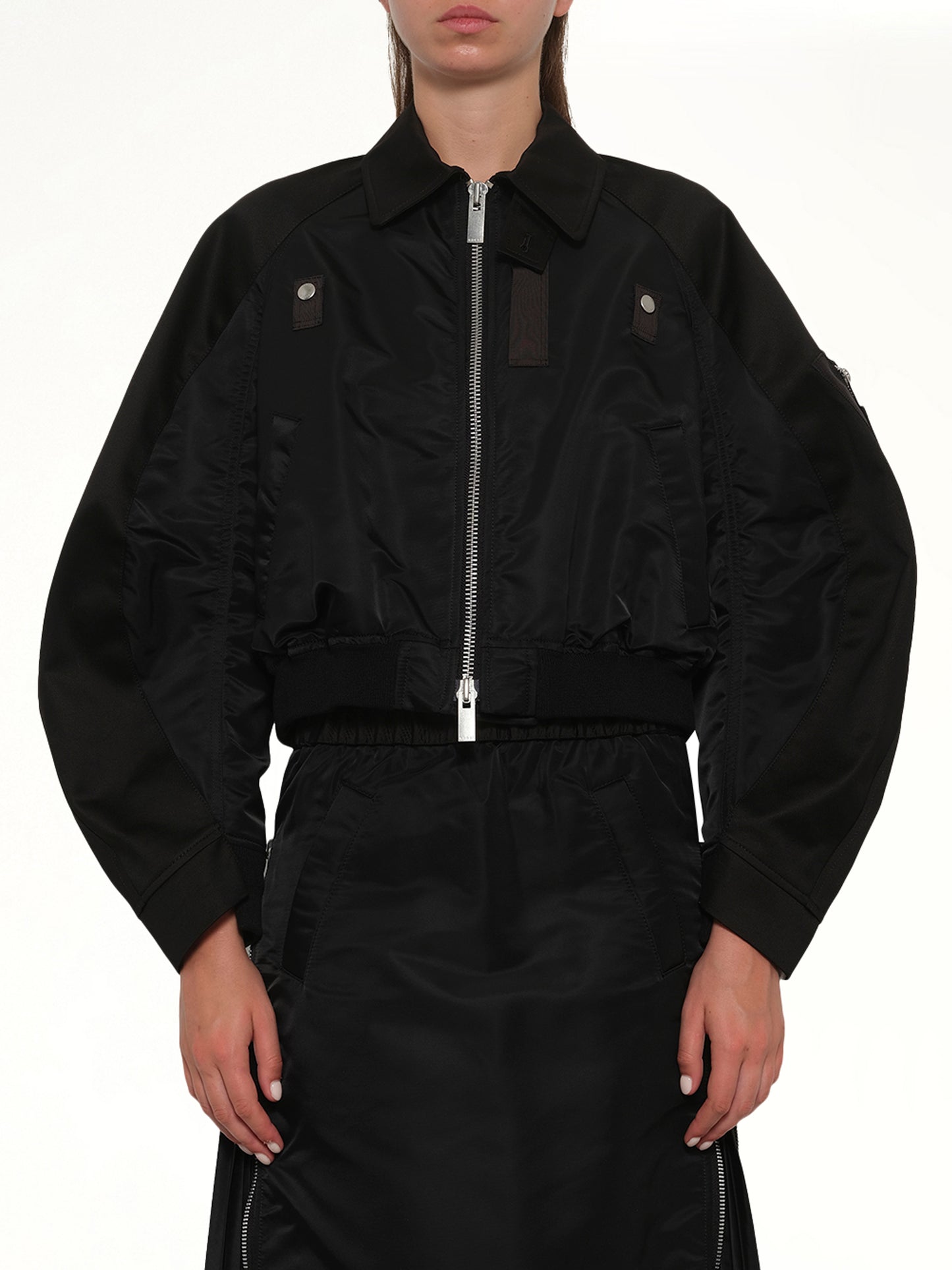 Cotton Chino x Nylon Twill Blouson in Black