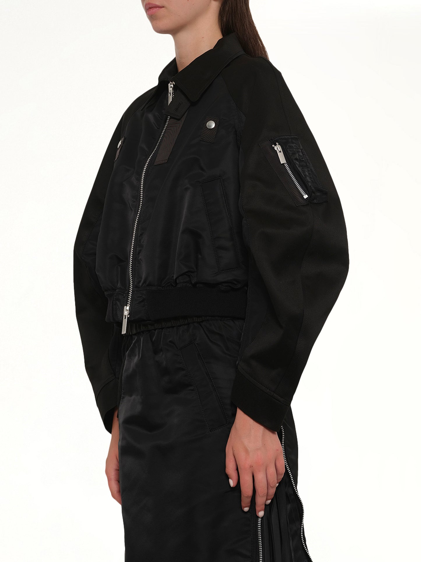 Cotton Chino x Nylon Twill Blouson in Black