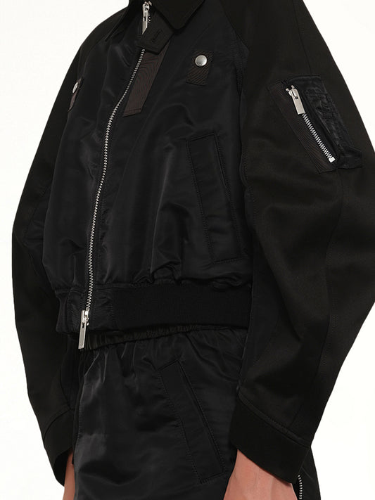 Cotton Chino x Nylon Twill Blouson in Black