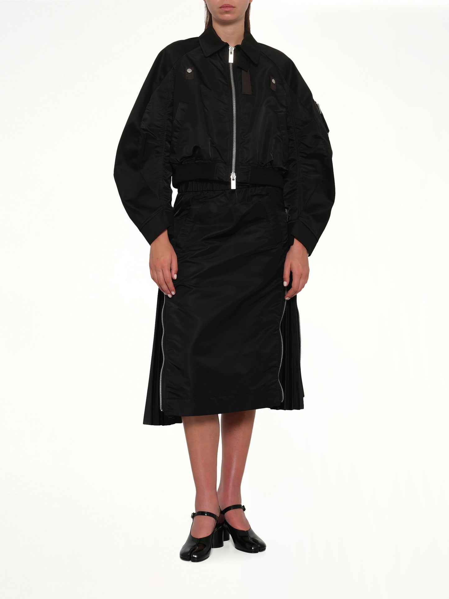 Cotton Chino x Nylon Twill Blouson in Black