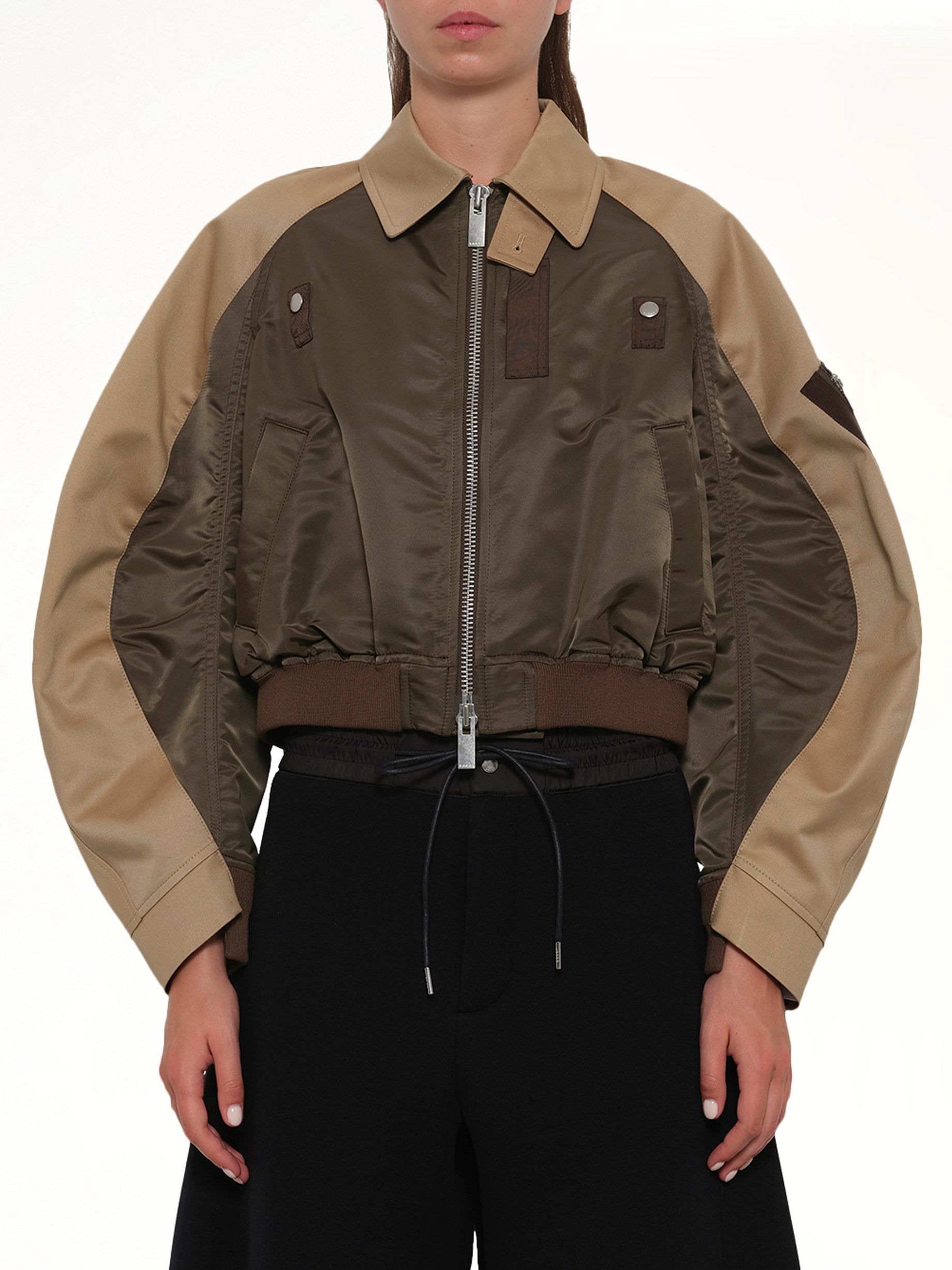Cotton Chino x Nylon Twill Blouson in Khaki/Beige