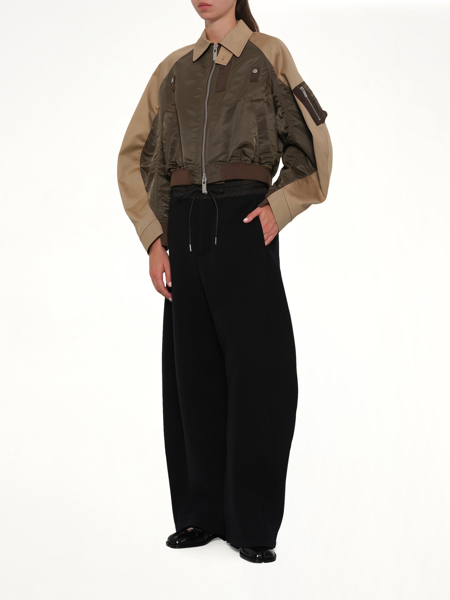 Cotton Chino x Nylon Twill Blouson in Khaki/Beige