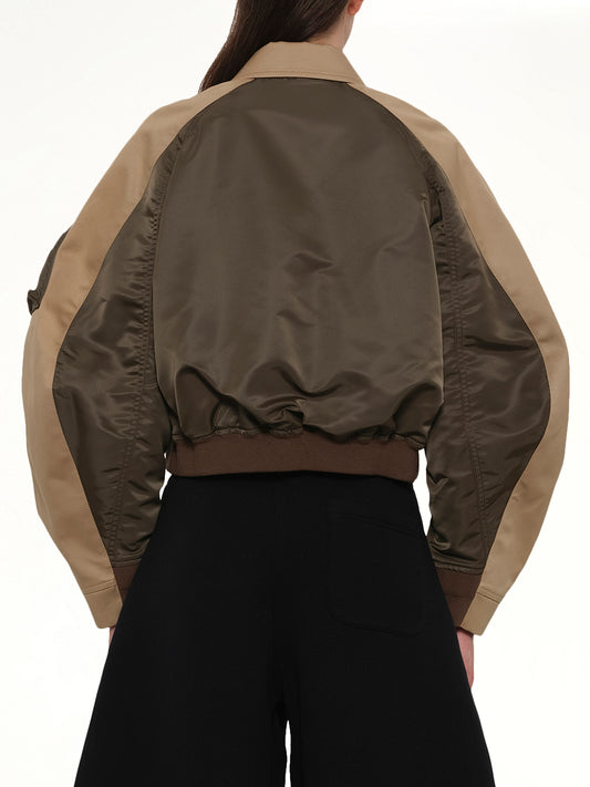 Cotton Chino x Nylon Twill Blouson in Khaki/Beige