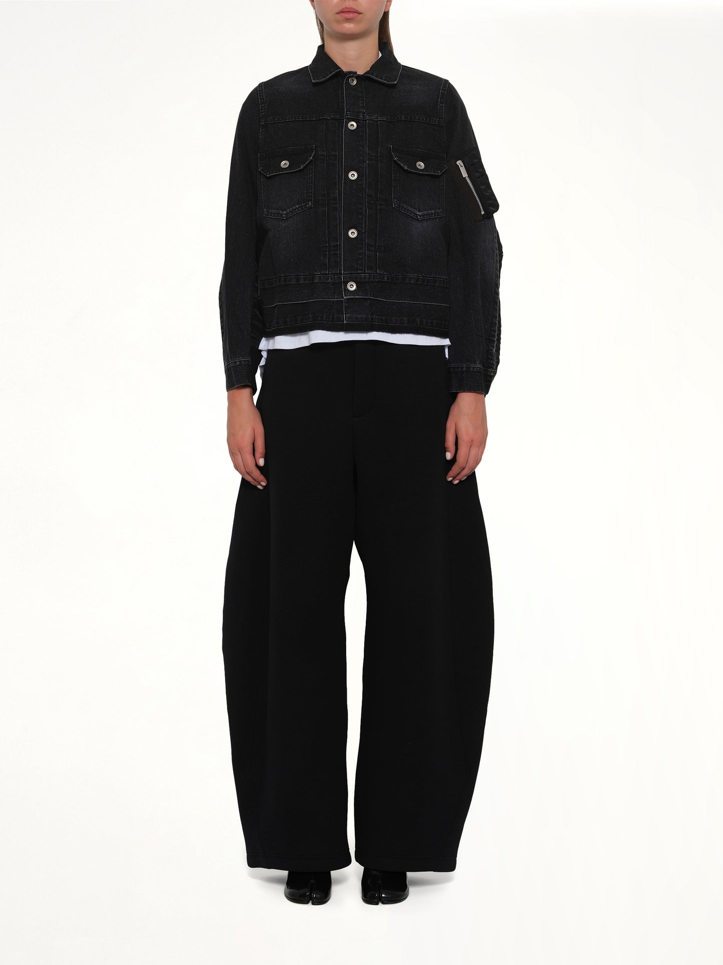 Denim x Nylon Twill Jacket in Black