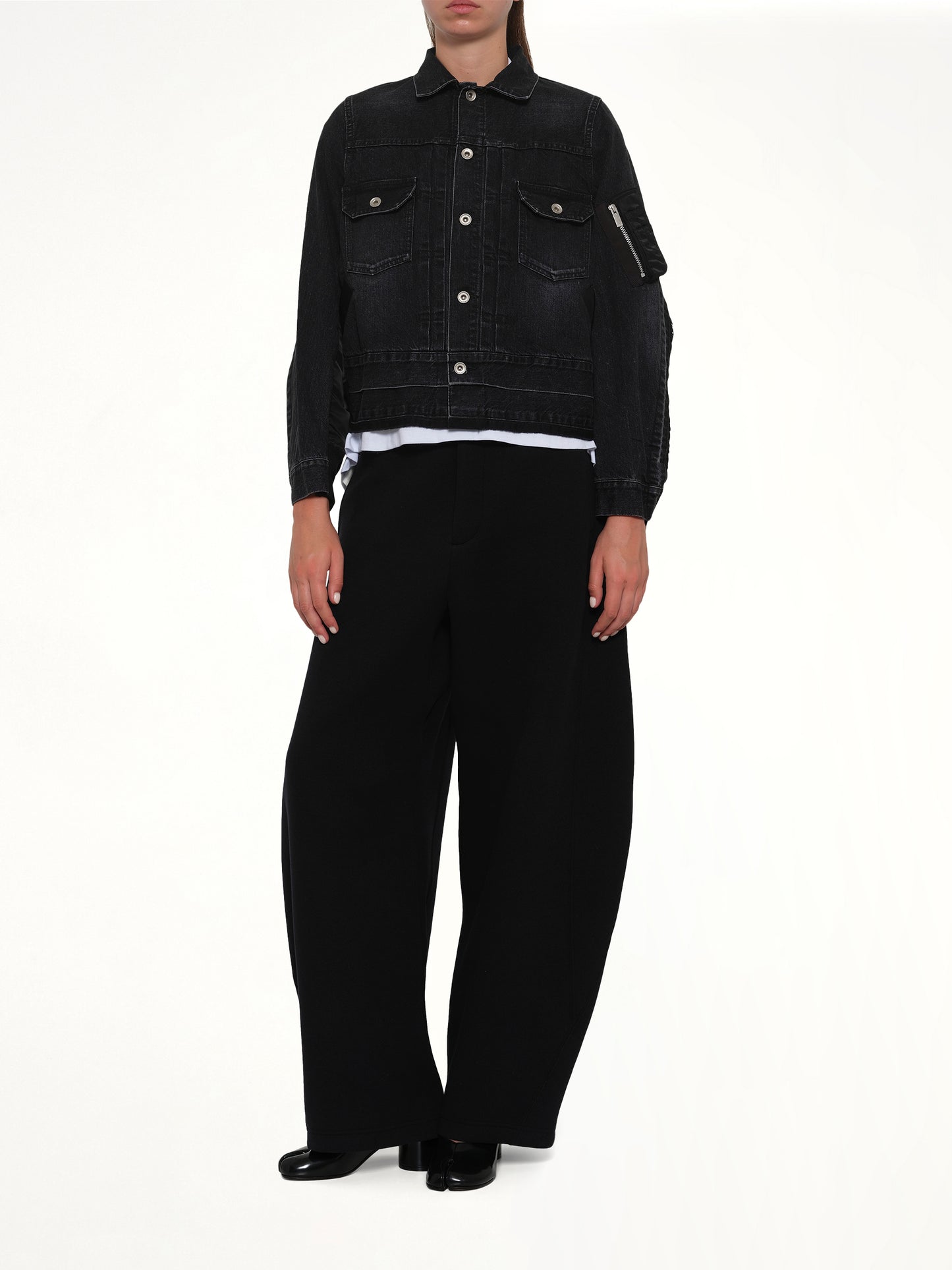 Denim x Nylon Twill Jacket in Black