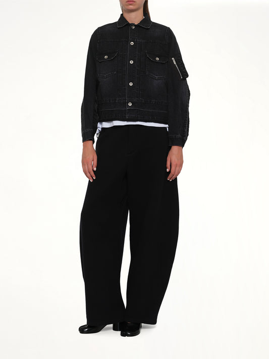 Denim x Nylon Twill Jacket in Black