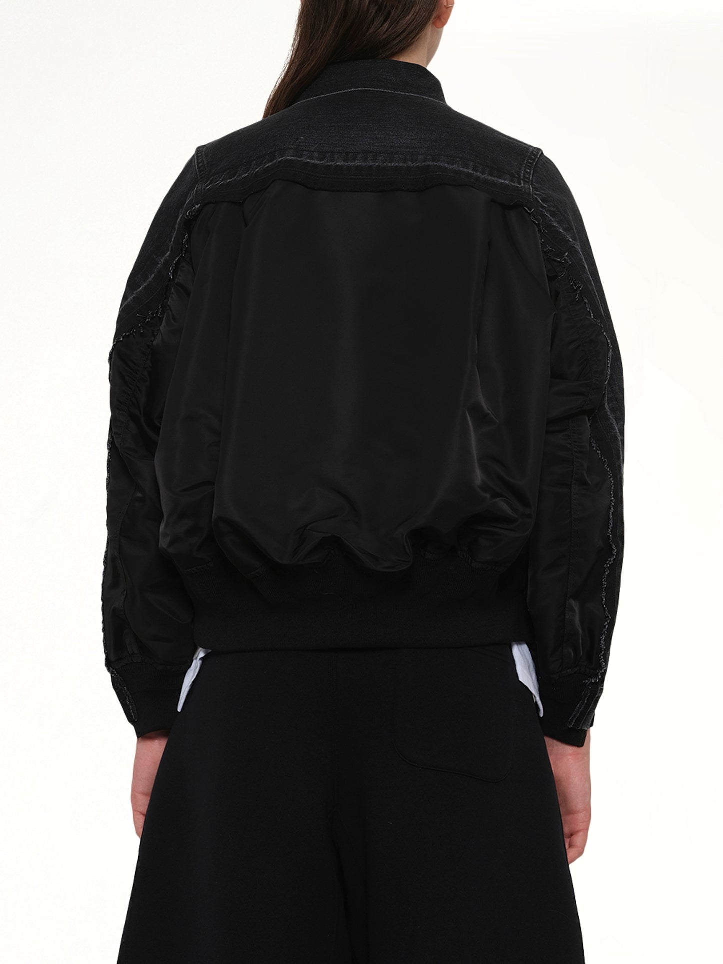 Denim x Nylon Twill Jacket in Black