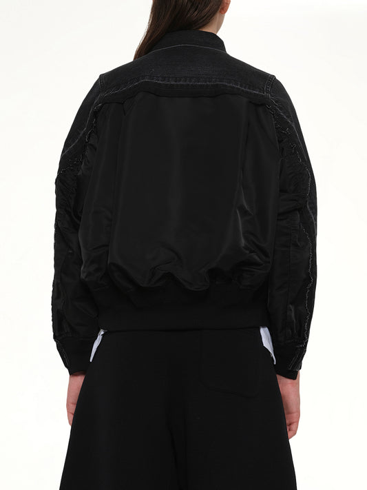 Denim x Nylon Twill Jacket in Black