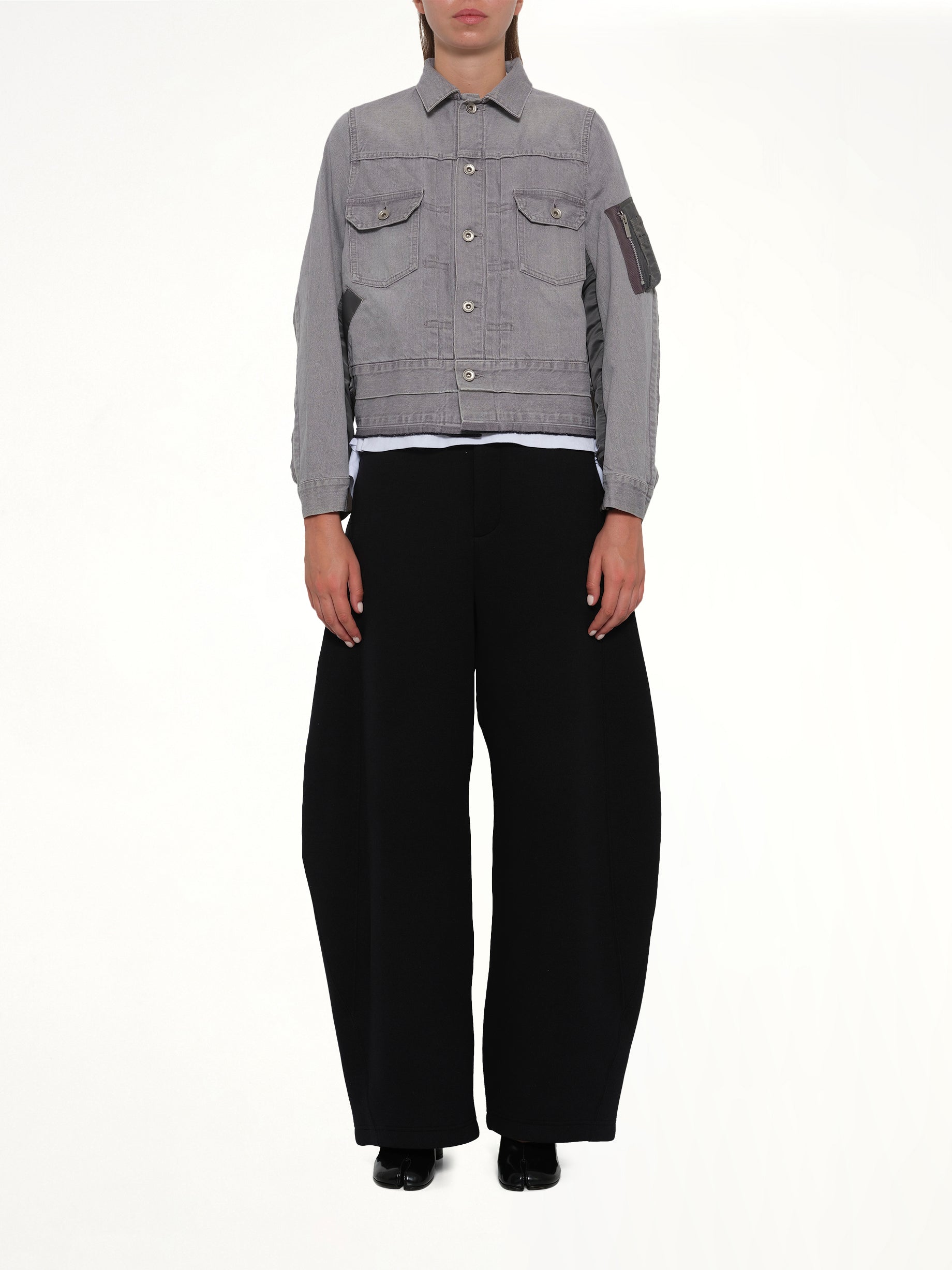 Denim x Nylon Twill Jacket in Gray