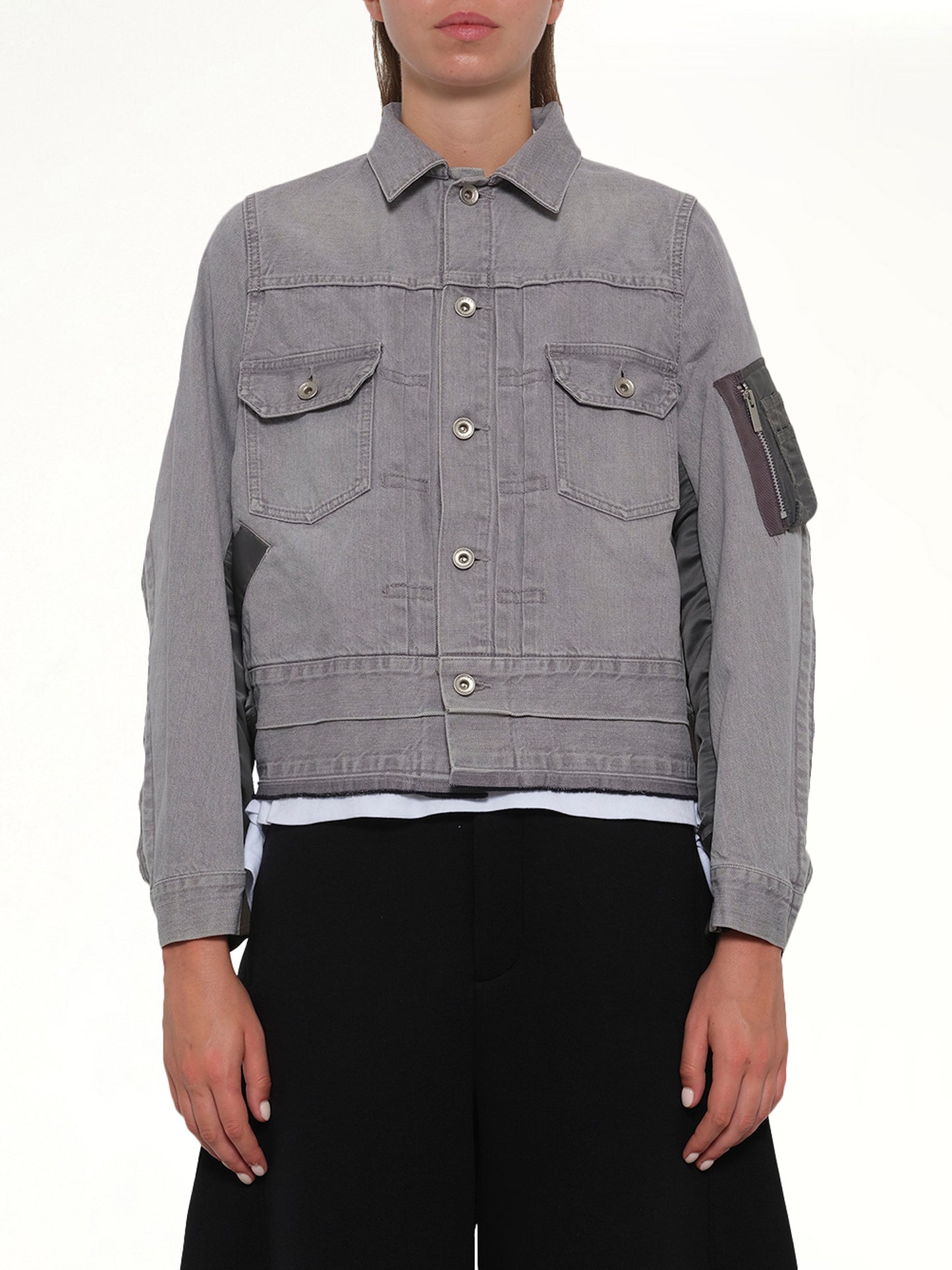 Denim x Nylon Twill Jacket in Gray