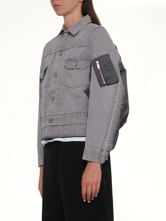 Denim x Nylon Twill Jacket in Gray