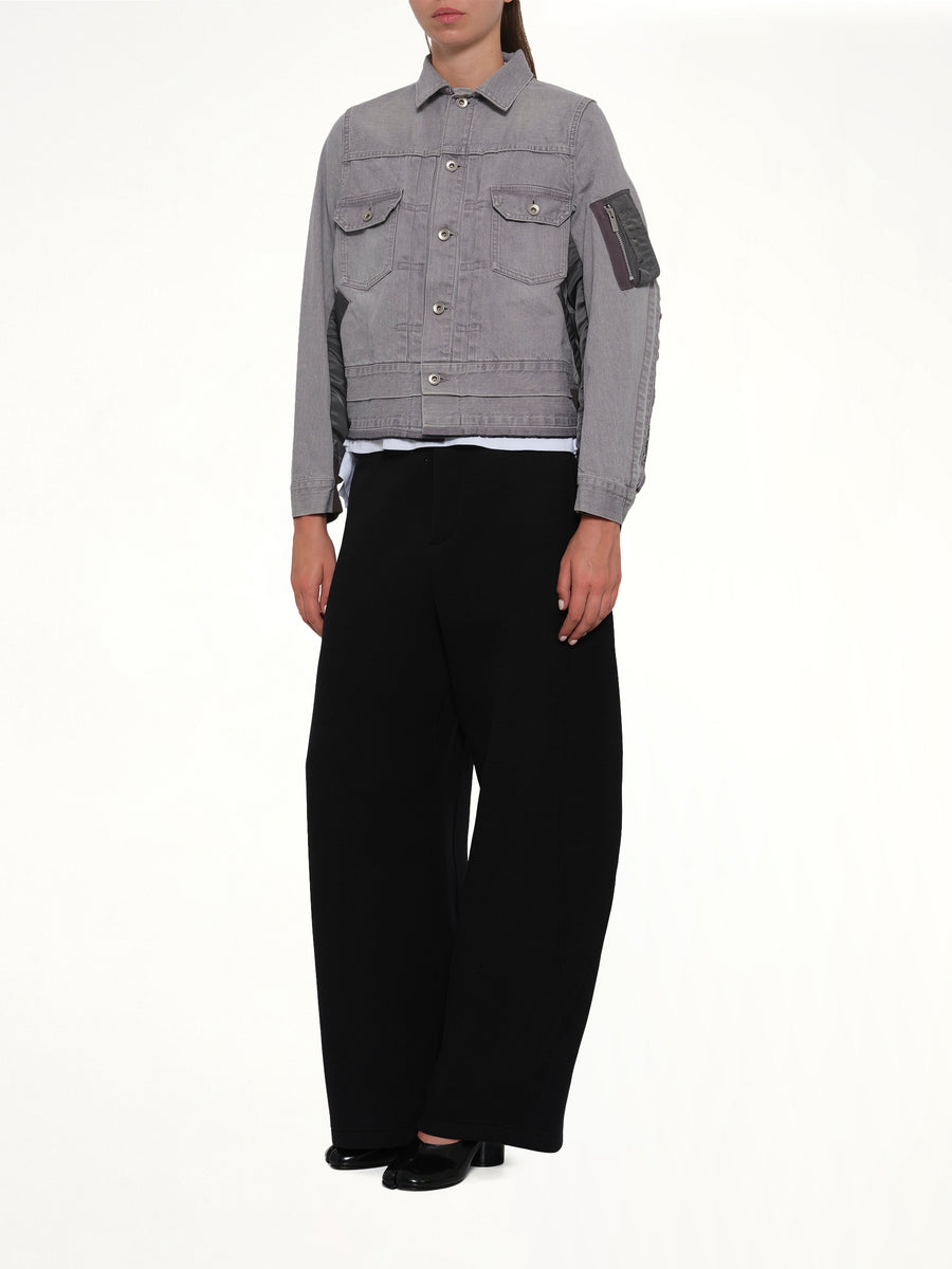 Denim x Nylon Twill Jacket in Gray