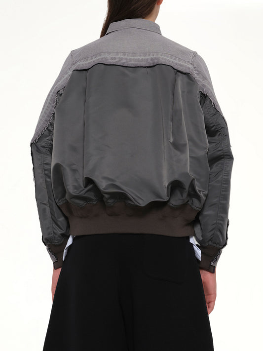 Denim x Nylon Twill Jacket in Gray