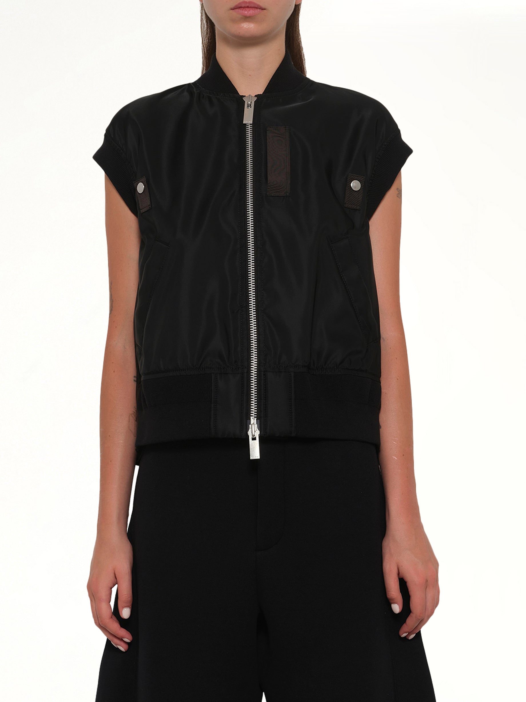 Nylon Twill Vest in Black