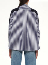 Cotton Knit x Cotton Poplin Cardigan in Navy