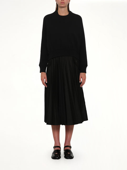 Cotton Cashmere Knit Pullover in Black