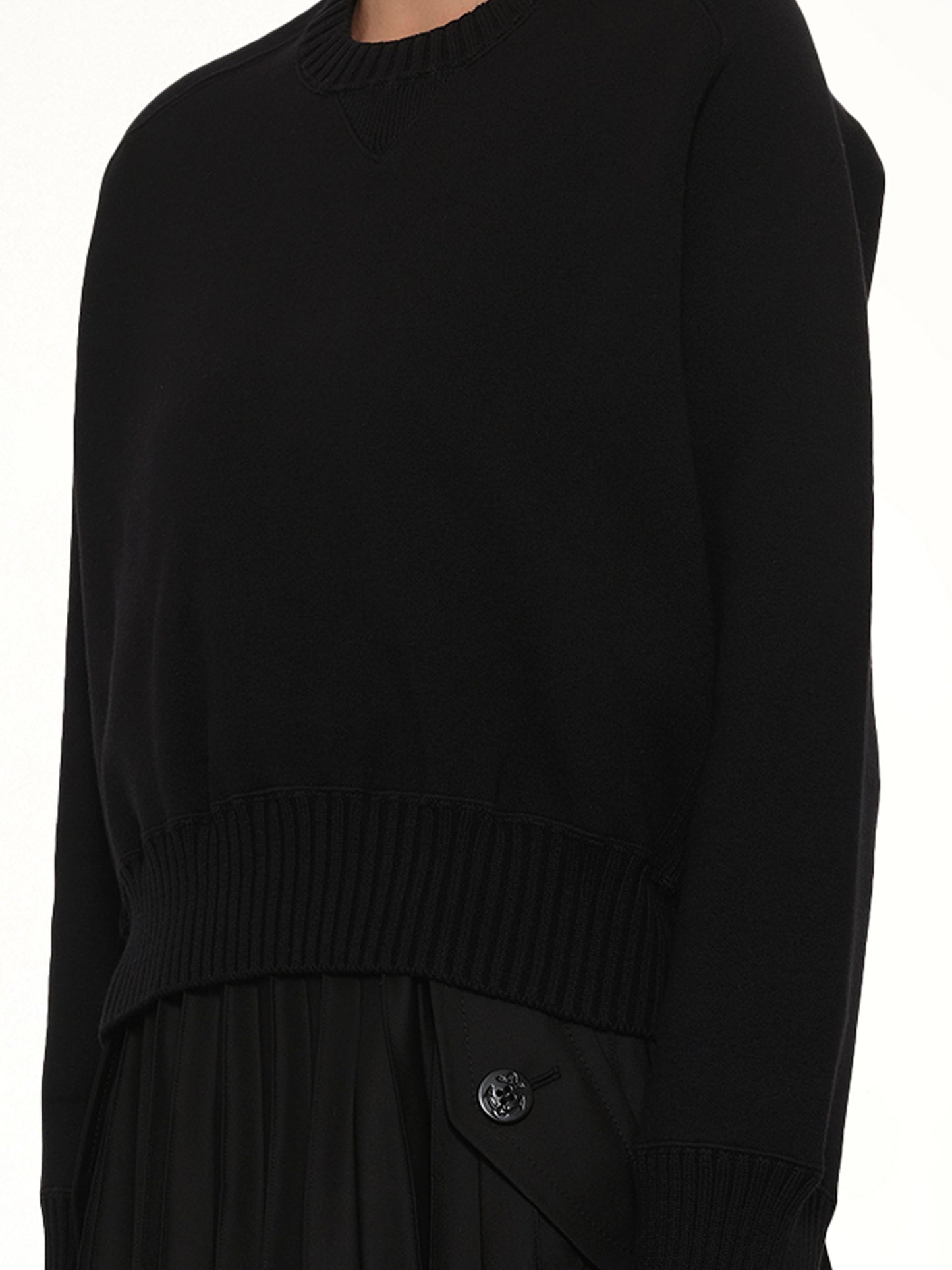 Cotton Cashmere Knit Pullover in Black