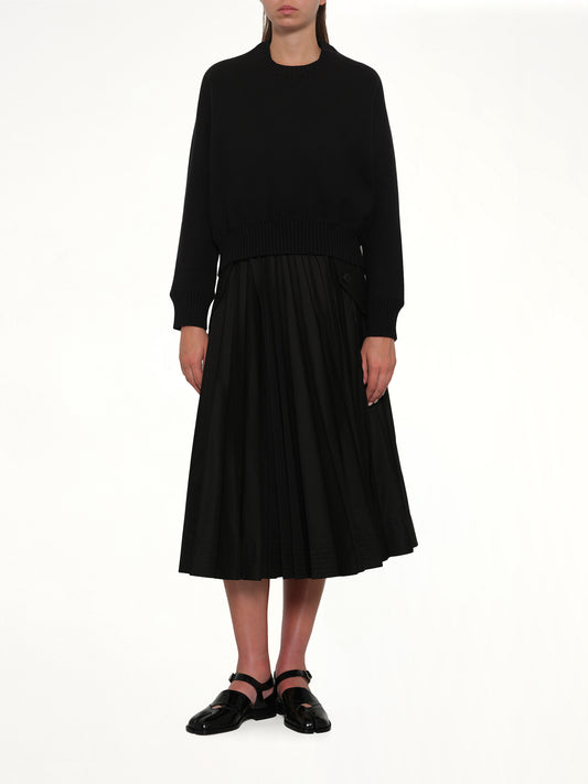 Cotton Cashmere Knit Pullover in Black