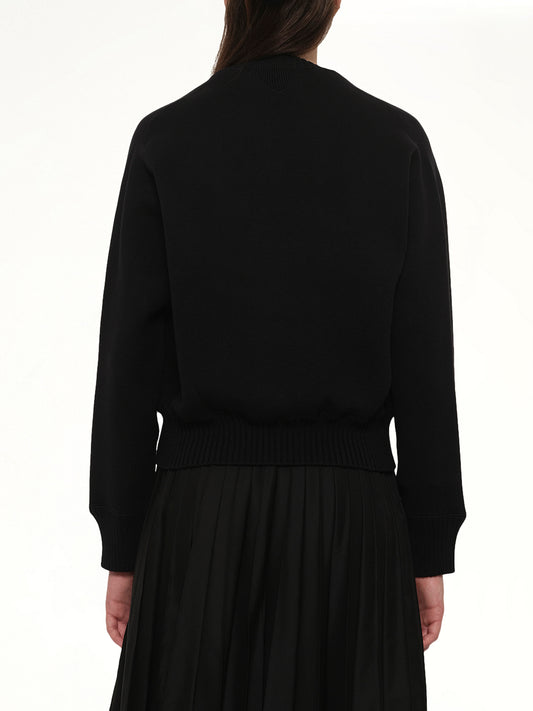 Cotton Cashmere Knit Pullover in Black