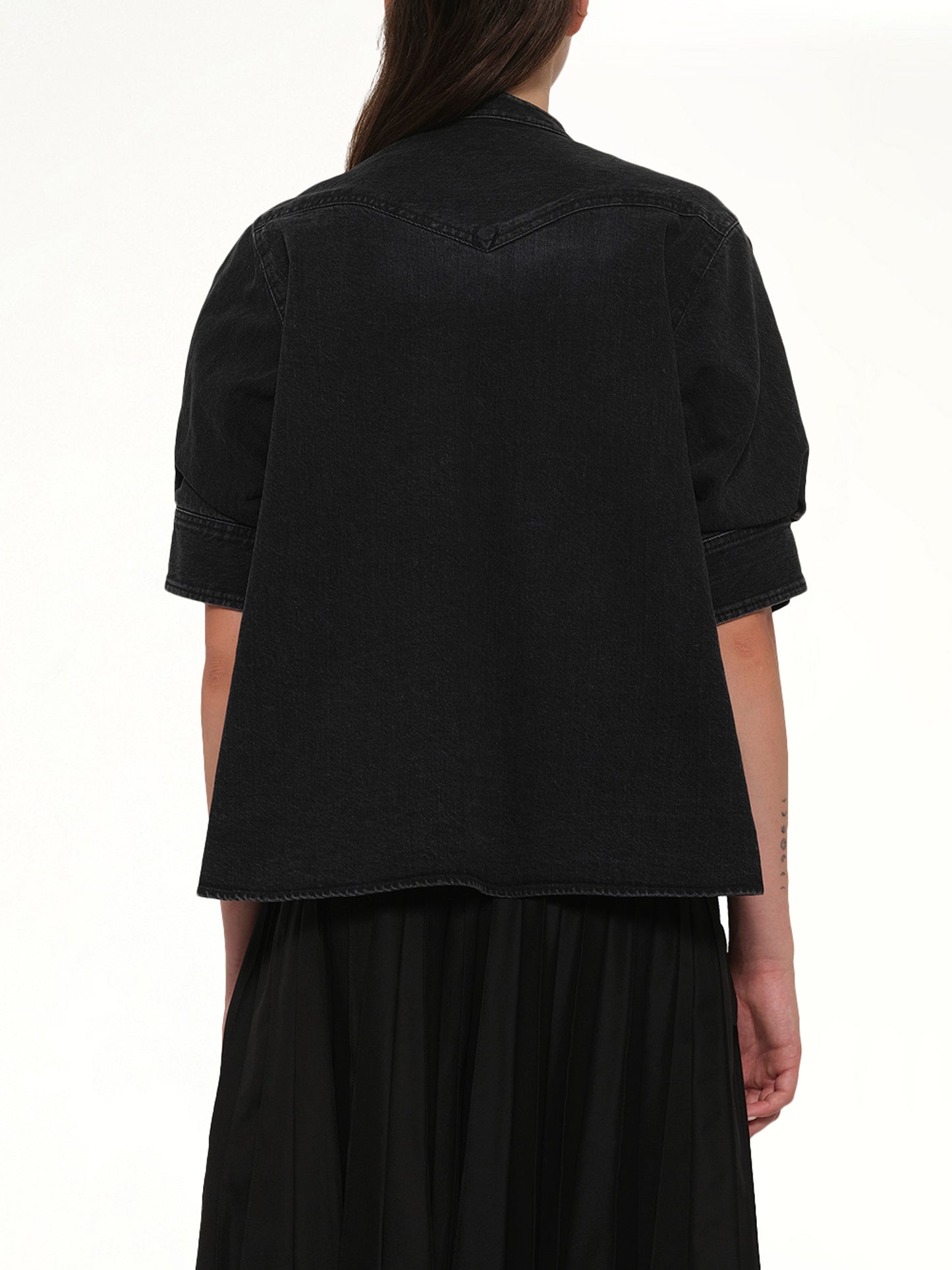 Denim x Knit Pullover in Black