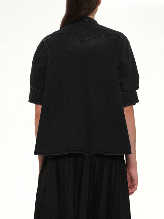 Denim x Knit Pullover in Black