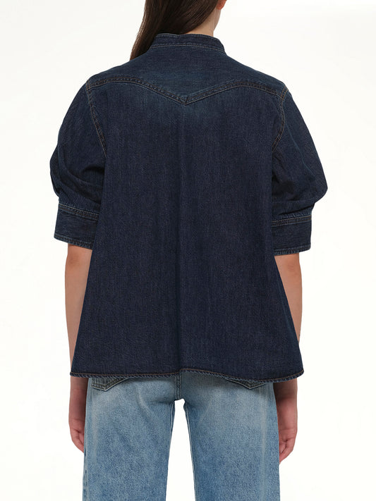 Denim x Knit Pullover in Blue
