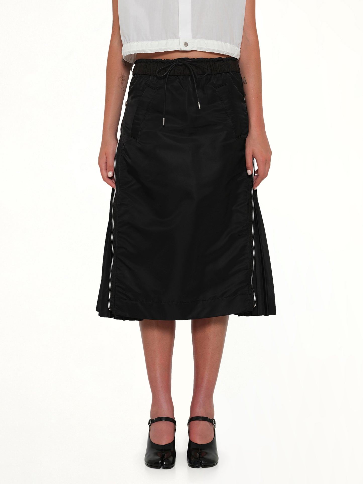 Nylon Twill Skirt in Black