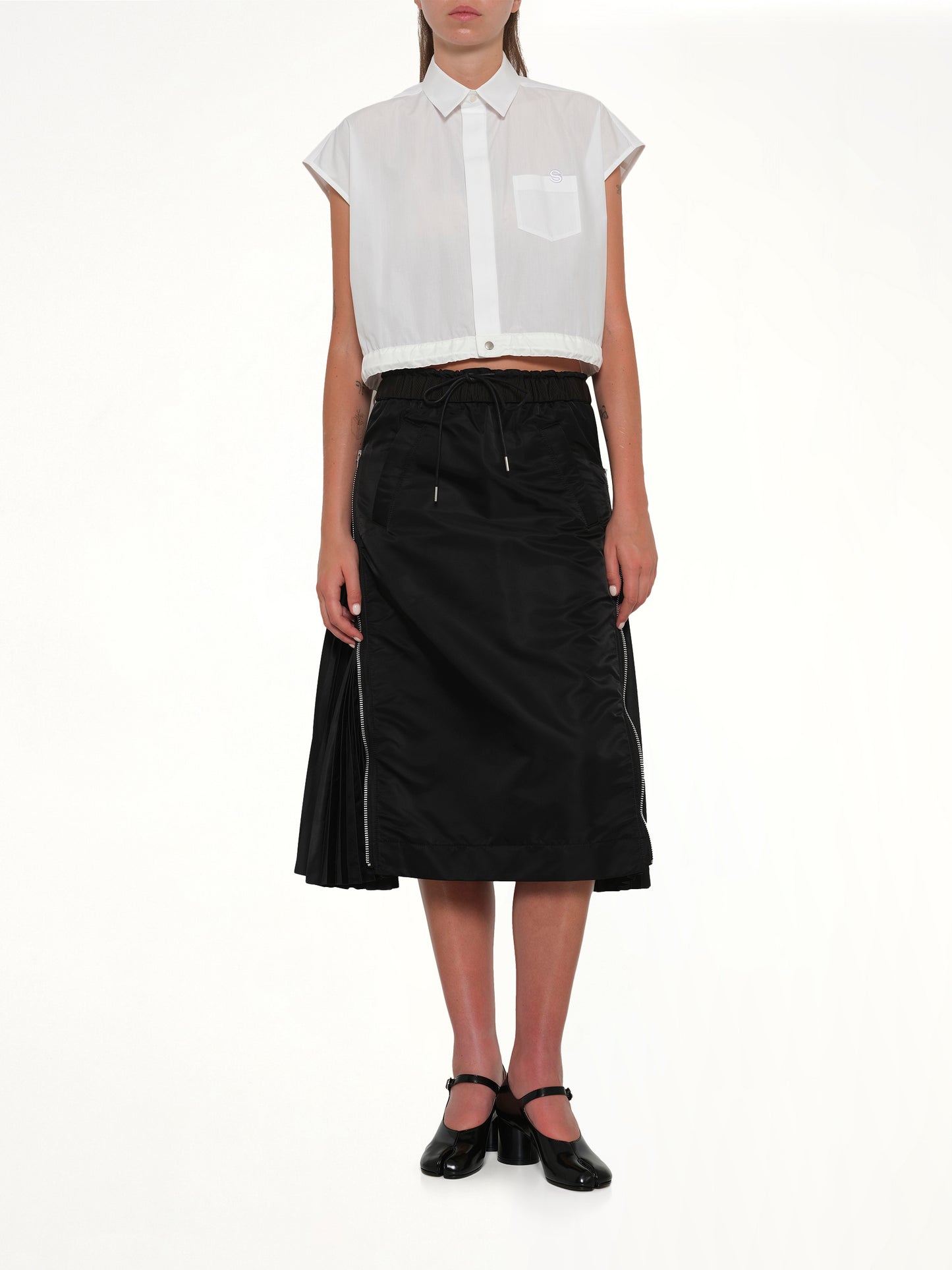 Nylon Twill Skirt in Black
