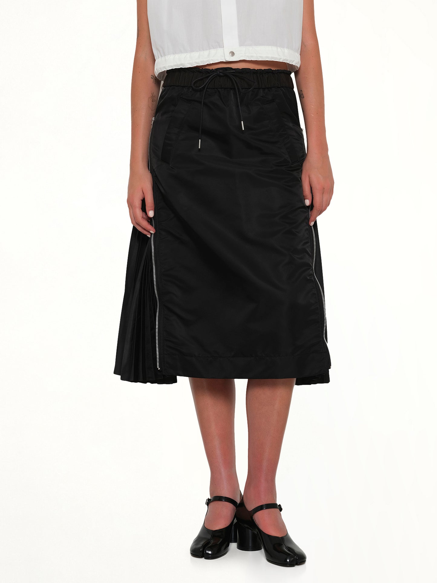 Nylon Twill Skirt in Black