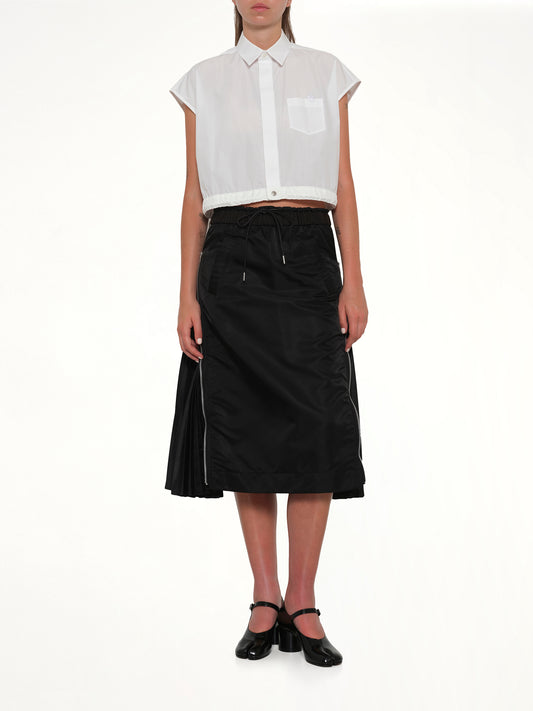 Nylon Twill Skirt in Black