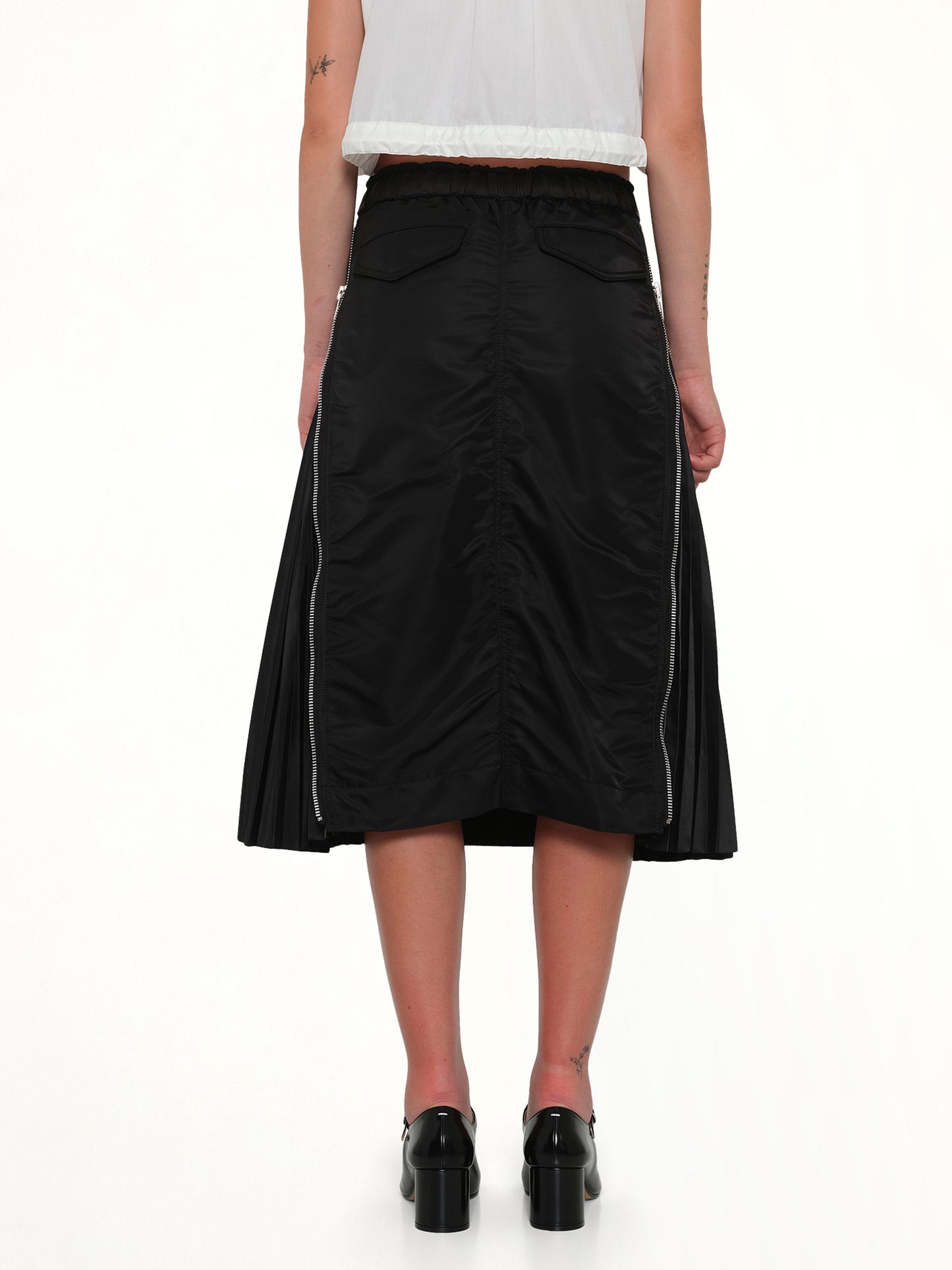 Nylon Twill Skirt in Black