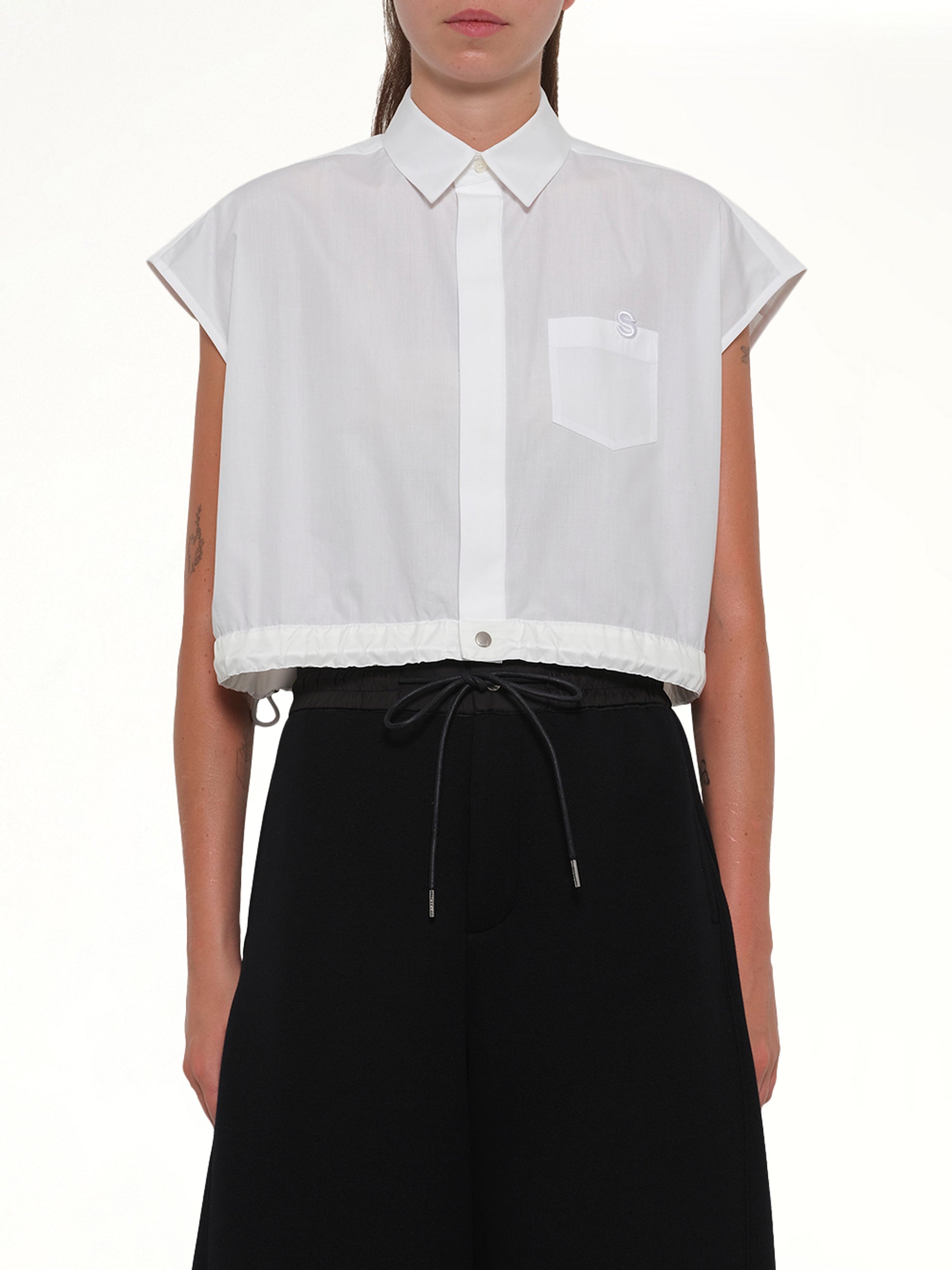 S Cotton Poplin Shirt in Off White