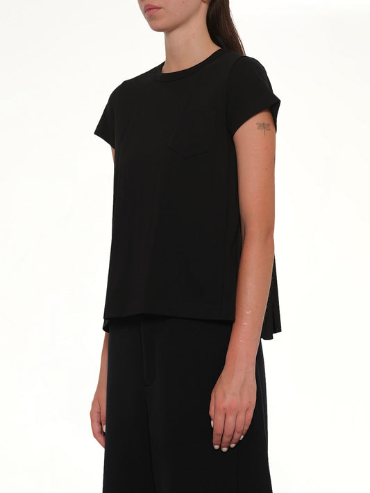 Cotton Poplin x Cotton Jersey T-Shirt in Black