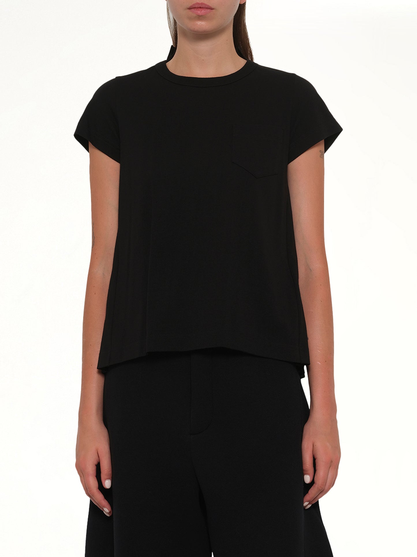 Cotton Poplin x Cotton Jersey T-Shirt in Black