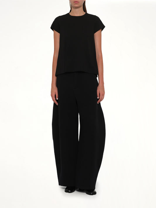 Cotton Poplin x Cotton Jersey T-Shirt in Black