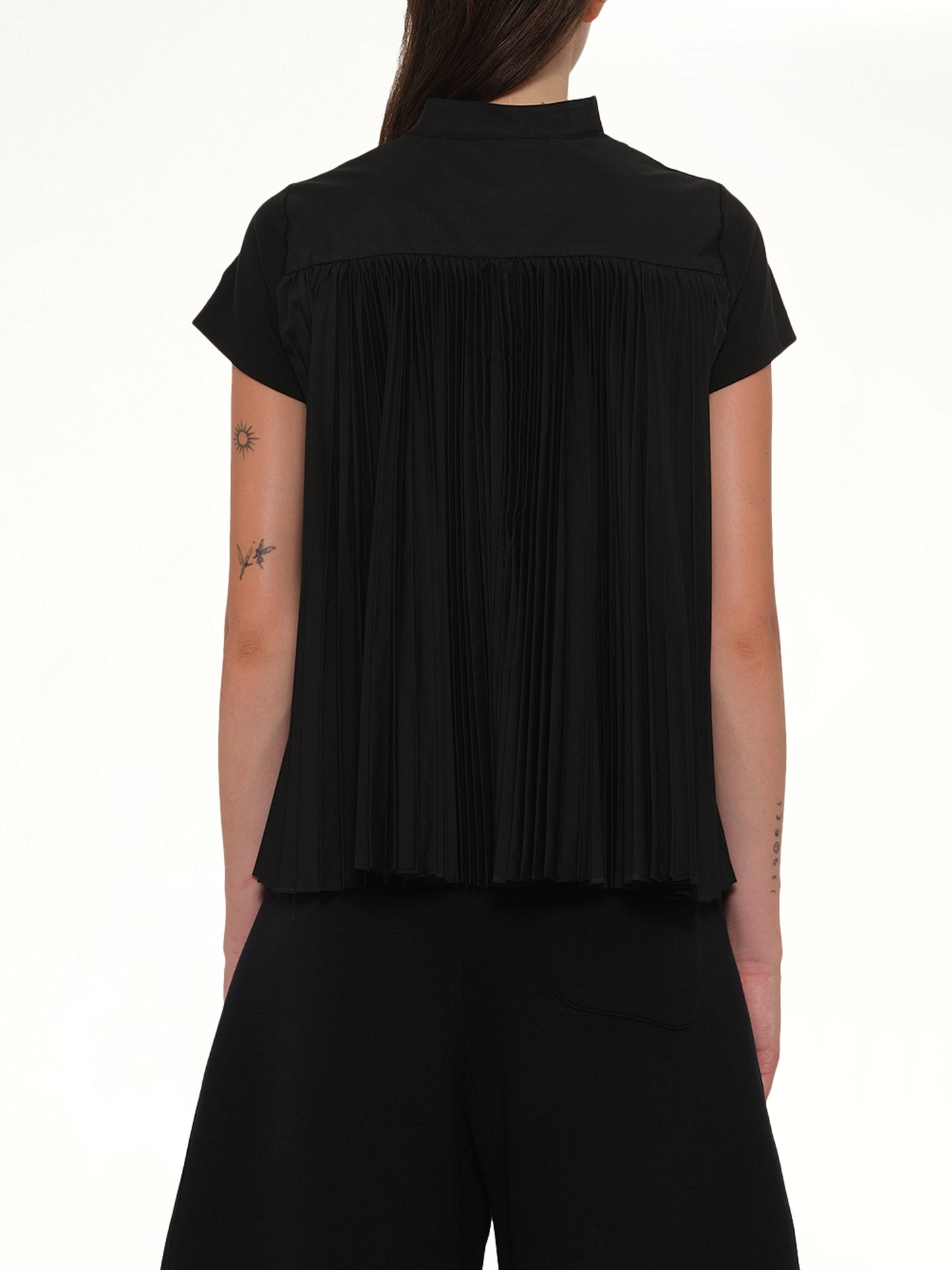 Cotton Poplin x Cotton Jersey T-Shirt in Black