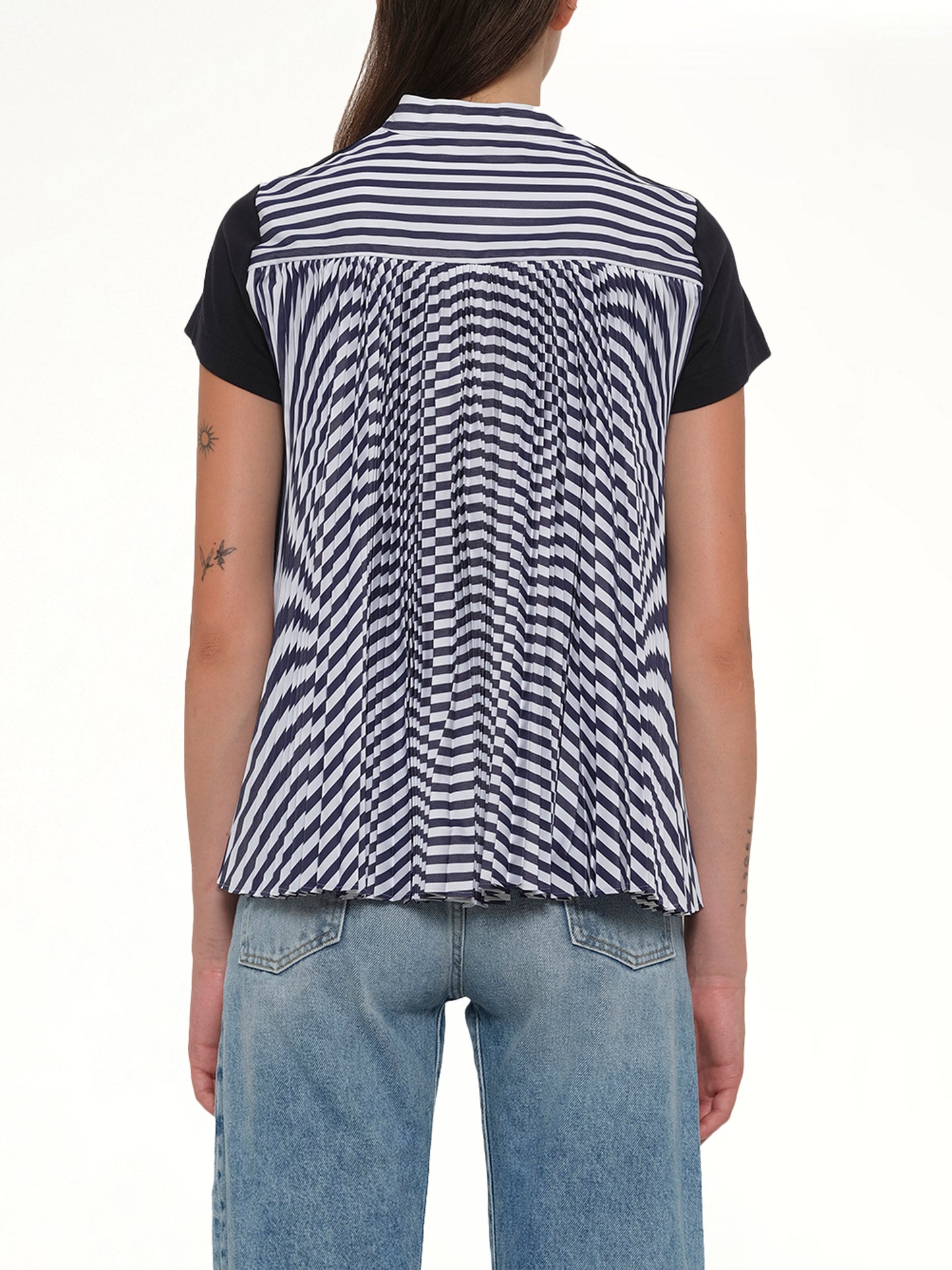 Cotton Poplin x Cotton Jersey T-Shirt in Navy